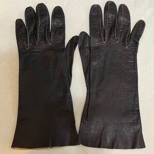 Elegant Dark Brown Kid Leather Gloves